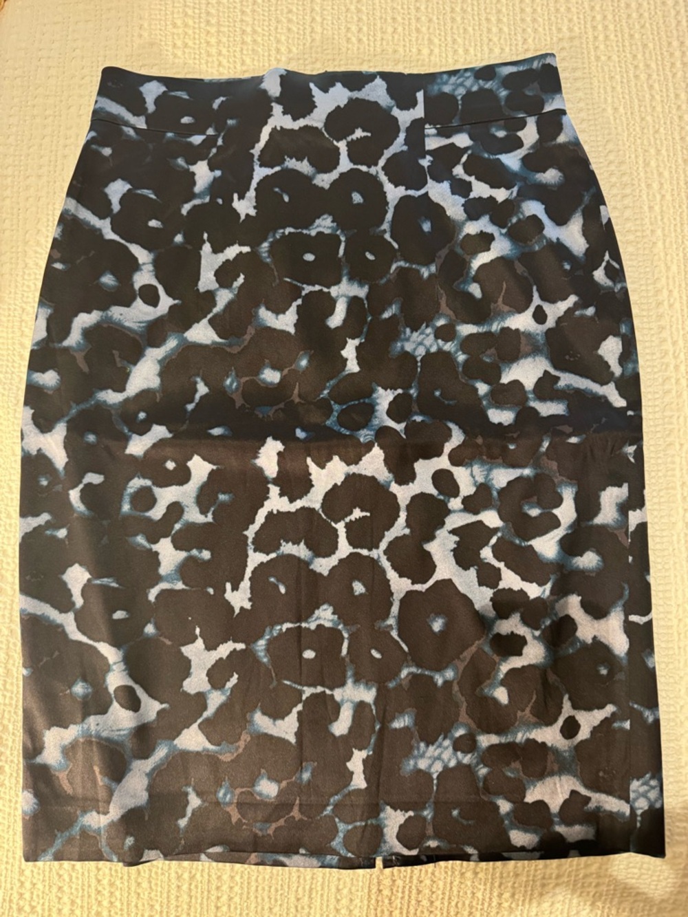 Ann Taylor Black and Blue Leopard Print Pencil Skirt